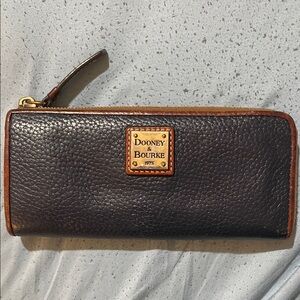 Dooney & Bourke Navy Leather Wallet with Gold Accents